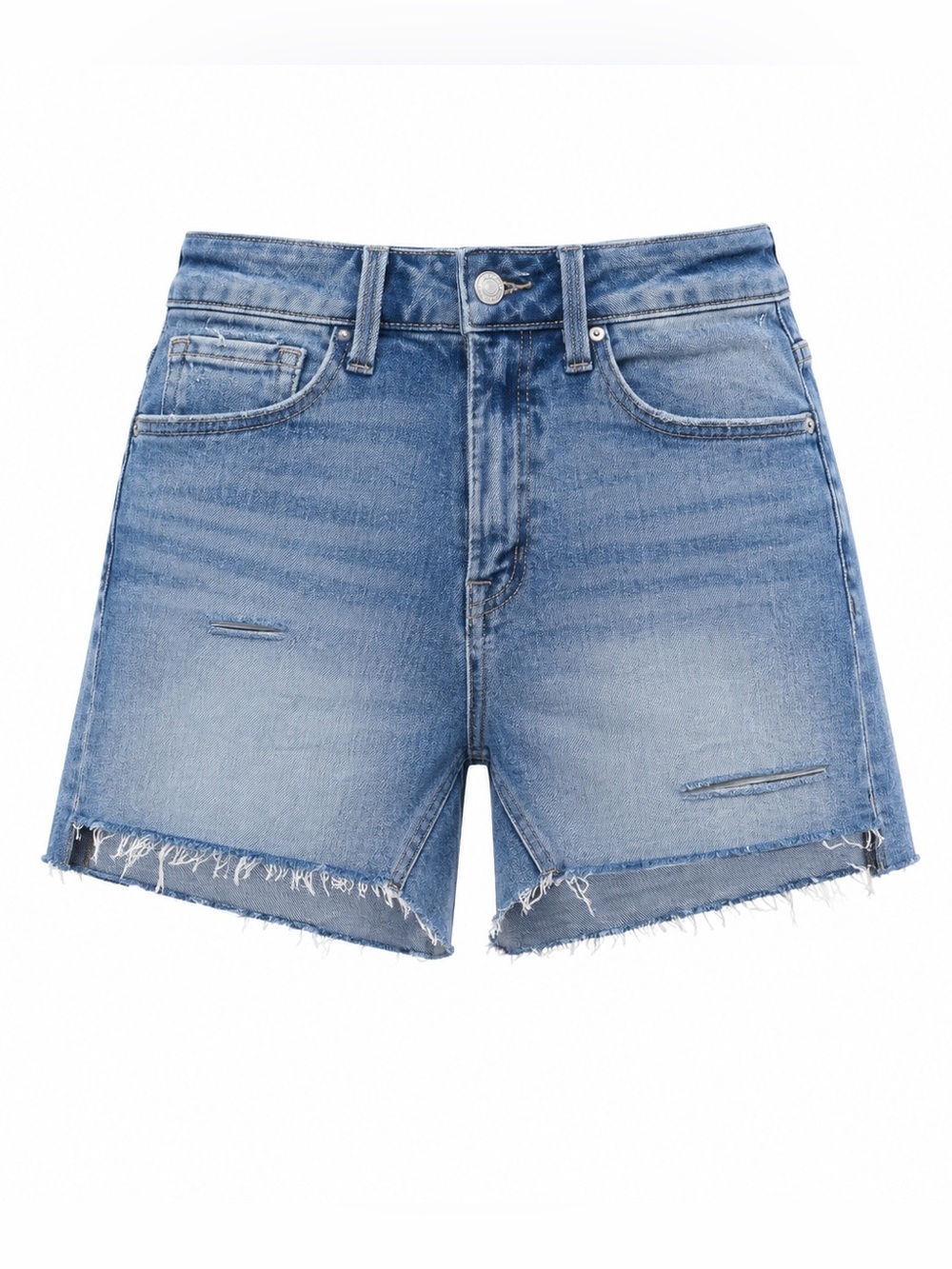 Flying Monkey Distressed Raw Hem High Rise Denim Shorts Size 26 Light Wash